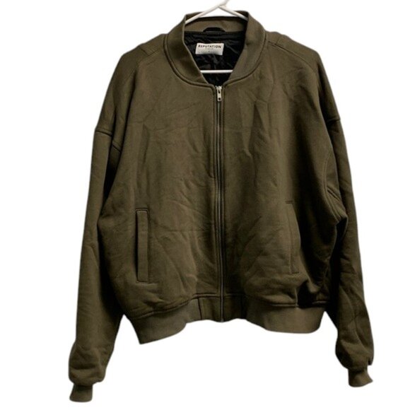 Reputation Studio Bomber‎ Jacket Men’s S Green Forest Zip Up Casual Streetwear - Picture 2 of 12